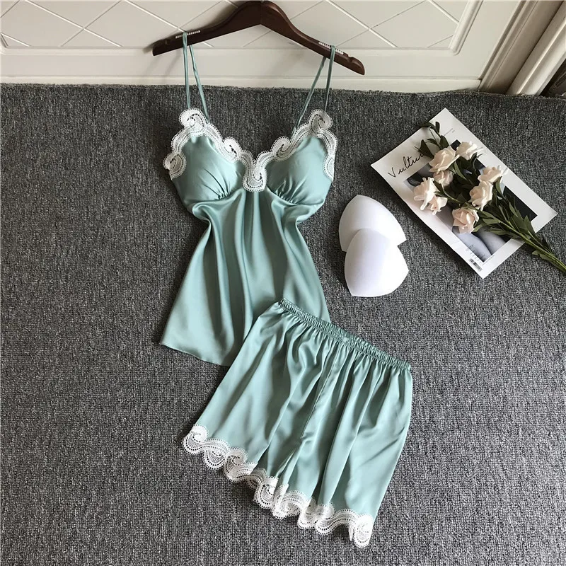 Создание 101 Шелковая пижама на бретельках женский летний сексуальный костюм с