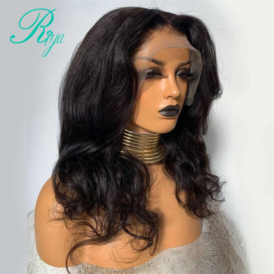 150% 13X4 Lace Front Human Hair Wigs For Black Women PrePlucked With Baby Remy Wavy Indian Closure Wig Riya | Шиньоны и парики