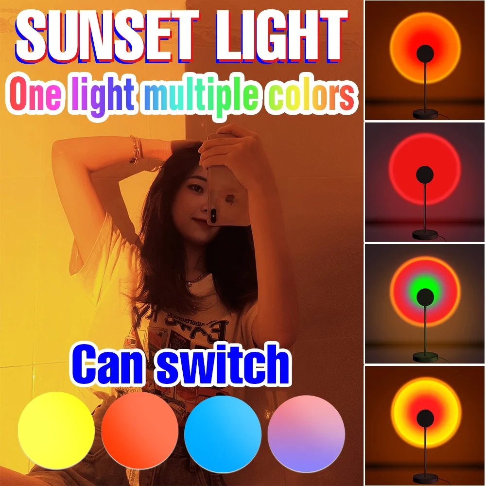 

LED Sunset Projection Bulb USB Night Light 5V Rainbow Atmosphere Lamp LED Wall Lights For Coffee Stores Photography Table Lamp
