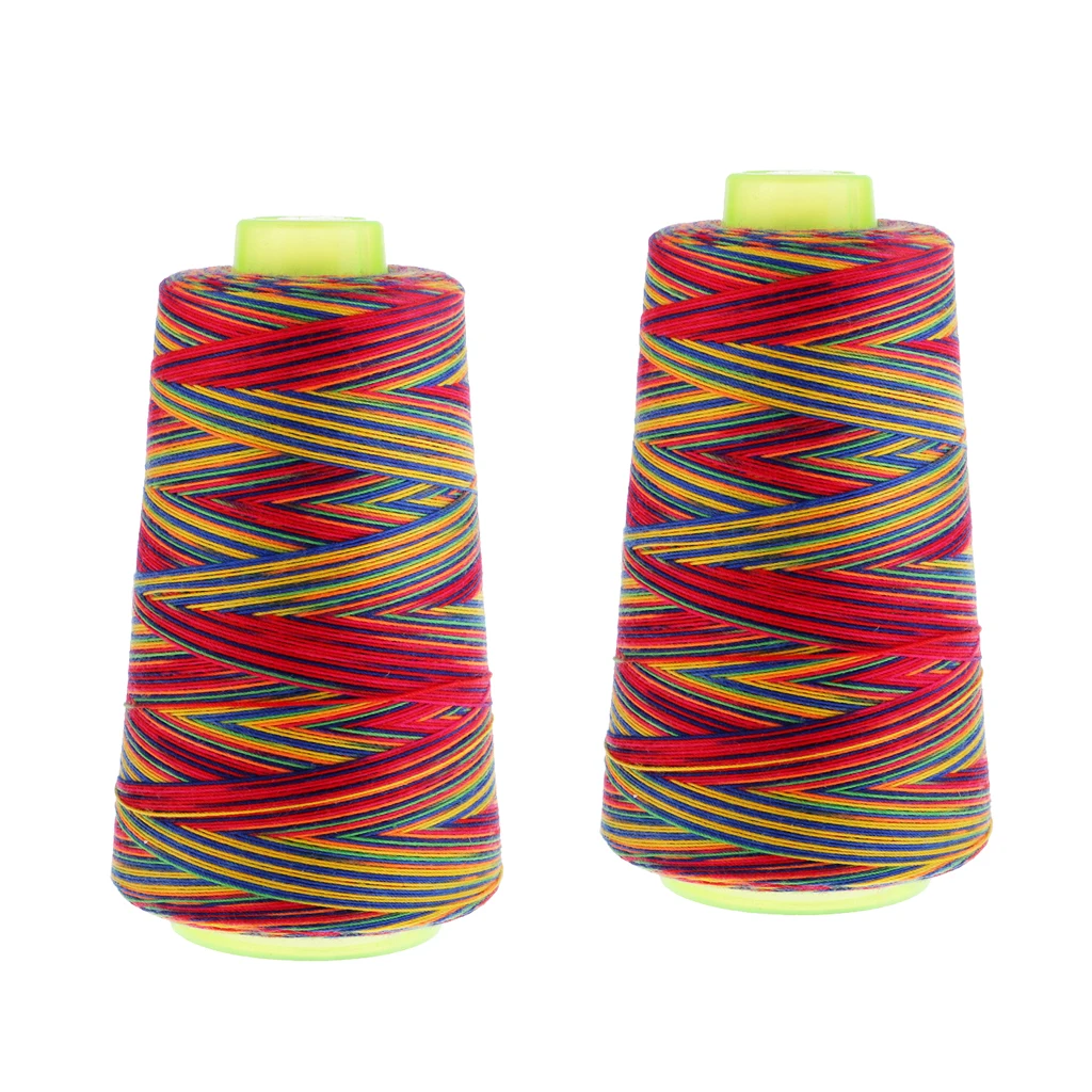 2 катушки радужная швейная нить универсальный оверлок из полиэстера 40S/2 | Дом и