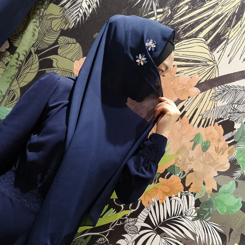 

Diamond Chiffon Muslim Hijab Women Head Scarf Islamic Caps Long Jersey Hijab Scarf Turban Turkey Headband Musulman Shawls Wraps