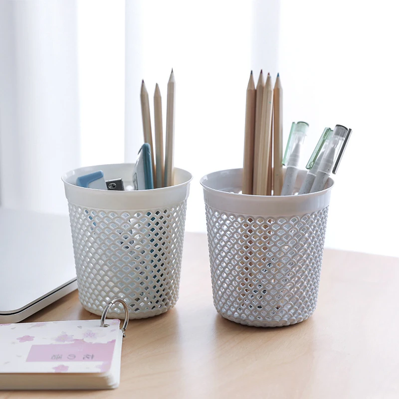 

Simple Solid Color Plastic Hollow Pen Holder Storage Tube Makeup Brush Storage Makeup Brush Storage Tube Storage Box EU Style
