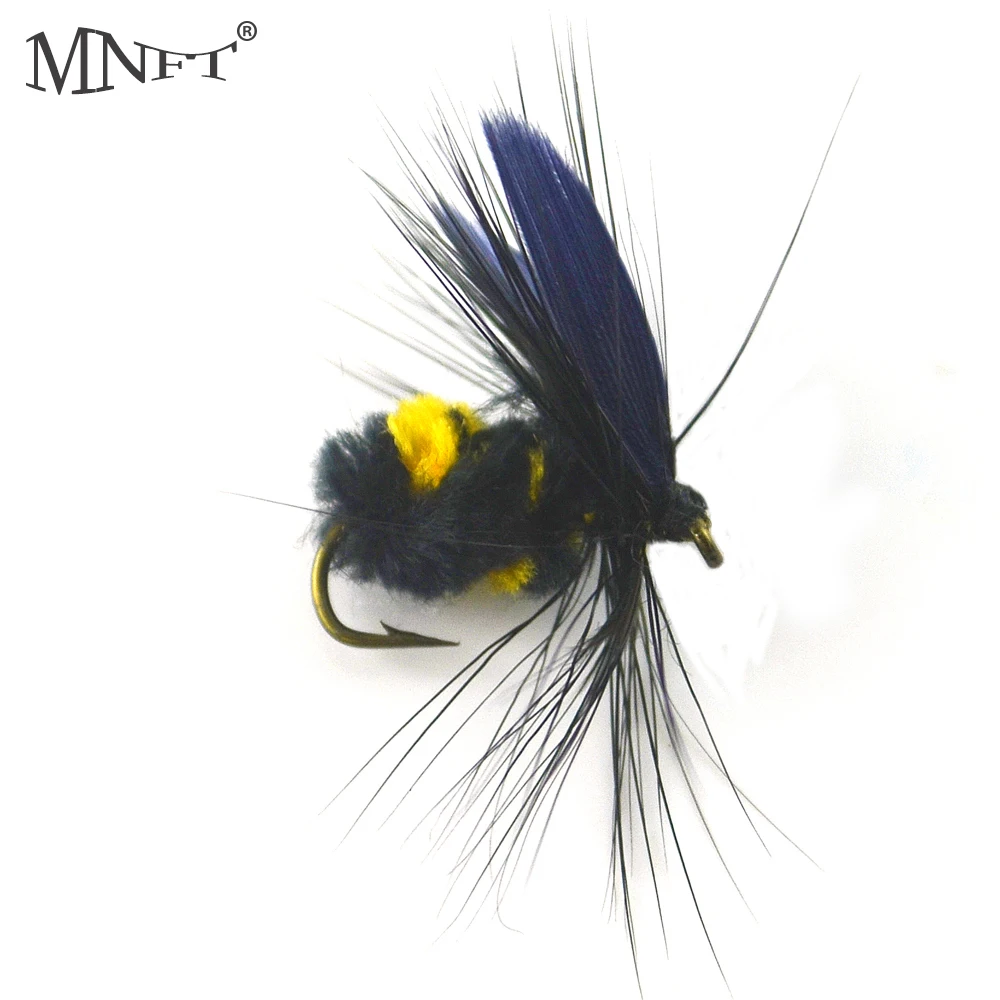 

MNFT 10PCS/Lot 10# Bumblebee Fly Fishing Flies Trout Bass Fresh Dry Fly Hooks Baits Tool Fishing Trout Flies Lures