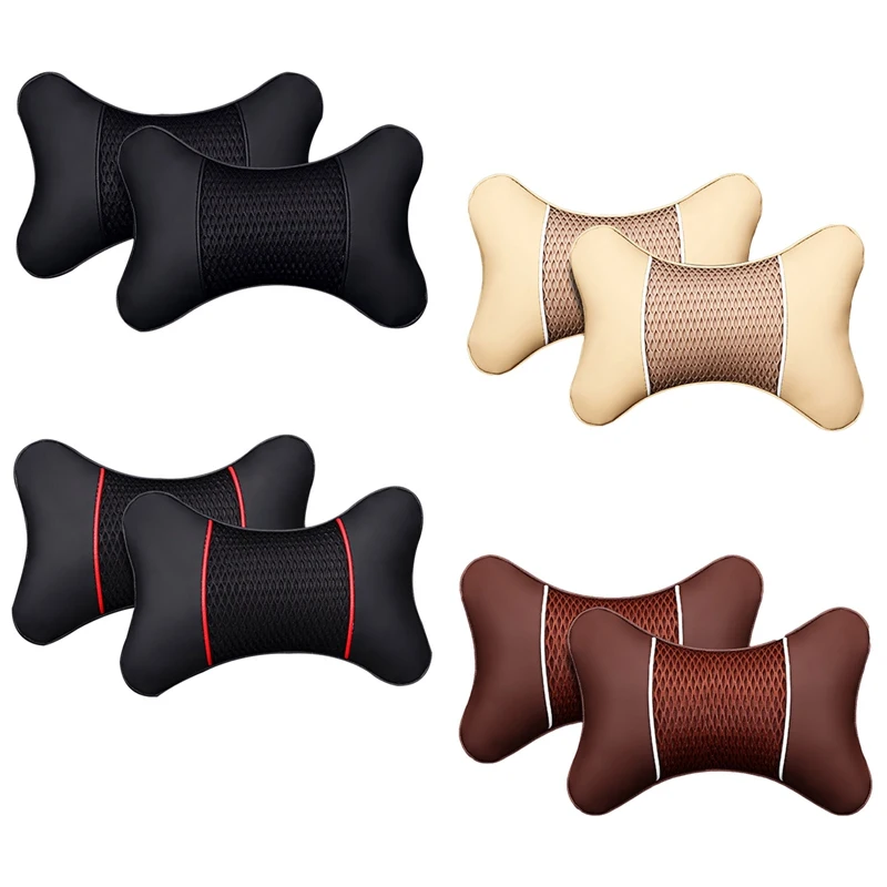 Сетчатая Автомобильная подушка для подголовника из искусственной кожи 2 шт.