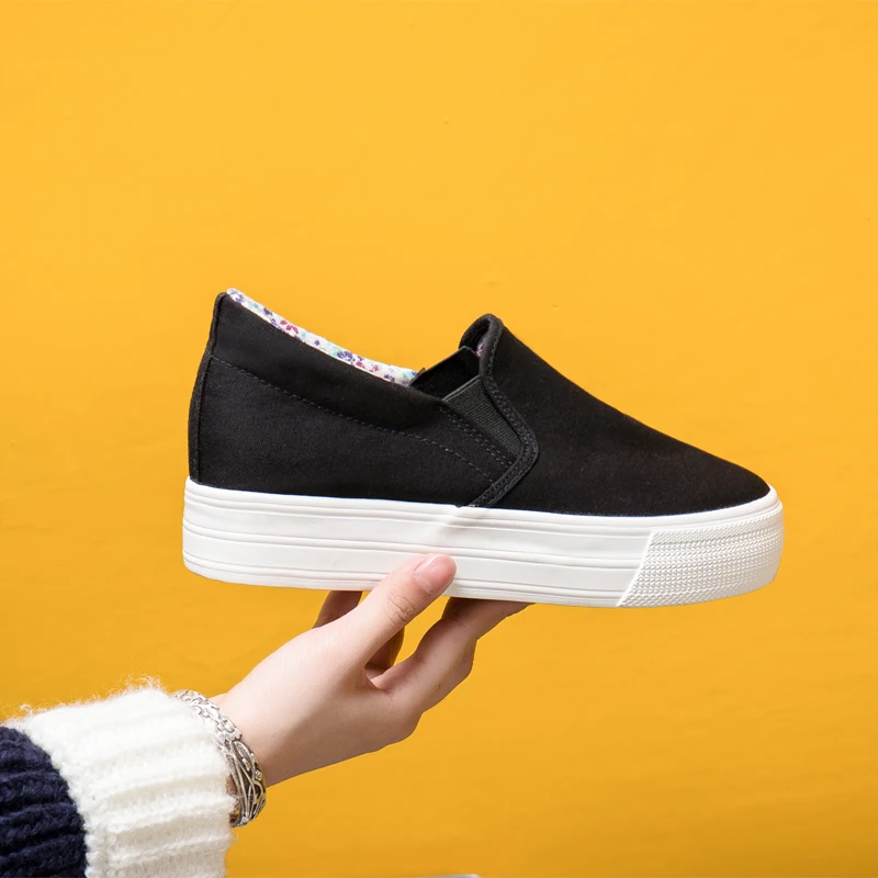 

Chunky Sole White Shoes Woman Canvas Wedges Shoes for Women Canvas Sneakers Zapatillas Clasicas Loafers Brand Womens Trainers