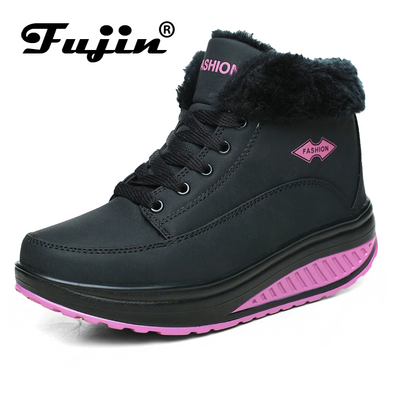 Женские зимние ботинки на меху Fujin теплые с Плюшевым Мехом шнуровке