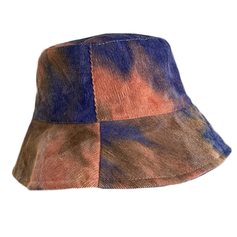 

Unisex Multicolor Gradient Tie-Dye Bucket Hat Ultra Wide Brim Sunscreen Harajuku Graffiti Foldable Panama Fisherman Cap