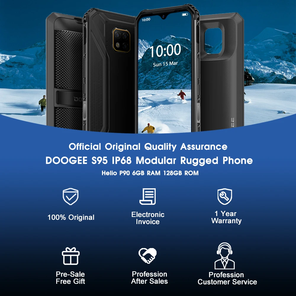 DOOGEE S95 модульный прочный мобильный телефон IP68 смартфон 6 3 "Helio P90 Octa Core ГБ 128 48MP