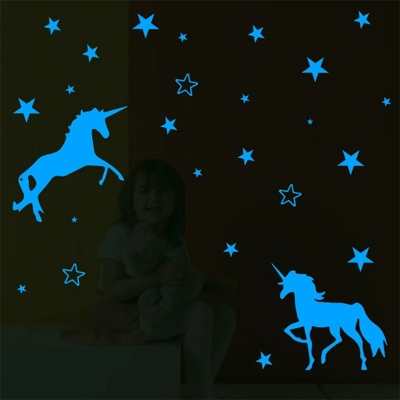 

Luminous Stars Stickers For Kids Room Decor Animal Wall Sticker For Children Home Unicorn Decoration Accessories Wholesale Decal