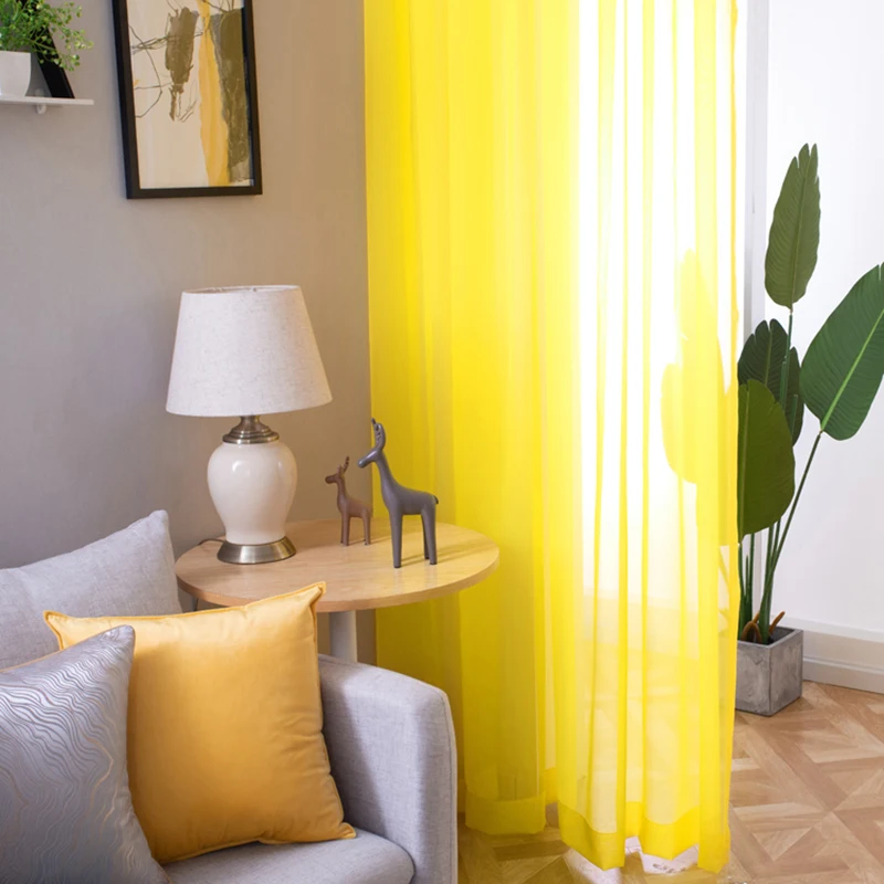 Золотая прозрачная занавеска для гостиной тонкая однотонная балкона мягкая