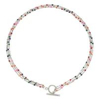bohemian multilayer stainless steel enamel beads chain toggle necklace for woman boho long choker valentine day gift
