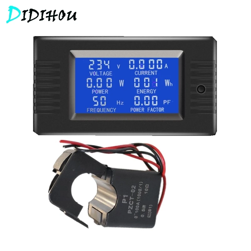 6-в-1 220 В а однофазный цифровой панельный Амперметр вольт ватт кВтч измеритель