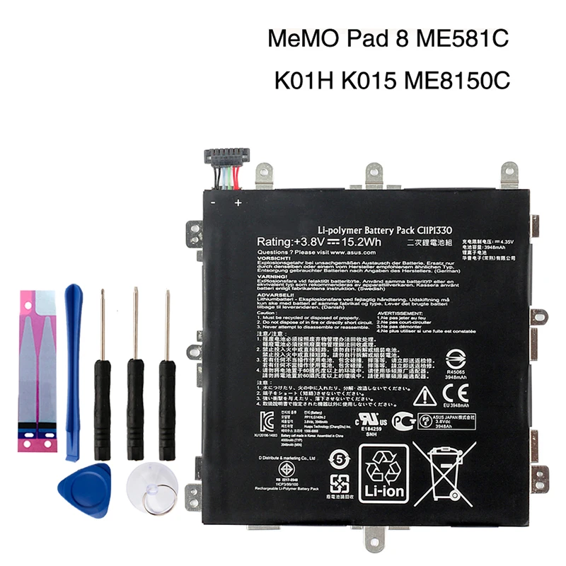 Оригинальный аккумулятор C11P1330 для ASUS MeMO Pad 8 ME581CL K01H K015 ME8150C 3948 мА · ч с инструментом