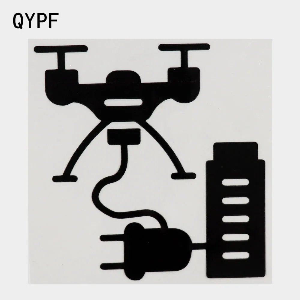 

Автомобильная виниловая наклейка QYPF 12,9 см × 13,3 см с креативным источником питания для дрона, Черная/Серебристая Наклейка 2A-0273