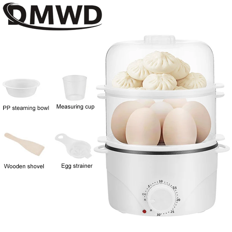 DMWD pojedyncze/dwuwarstwowe elektryczne urządzenie do gotowania jajek automatyczny pomiar czasu wyłączanie jajko parowiec kuchnia narzędzia kuchenne jaja urządzenie kuchenne