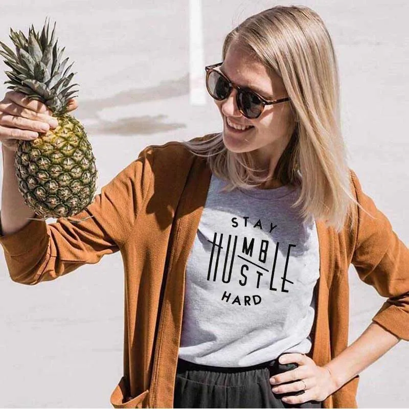 

STAY HUMBLE HUSTLE HARD Summer Cotton Letter funny Unisex T-shirts our new tee will be a great gift for him or her
