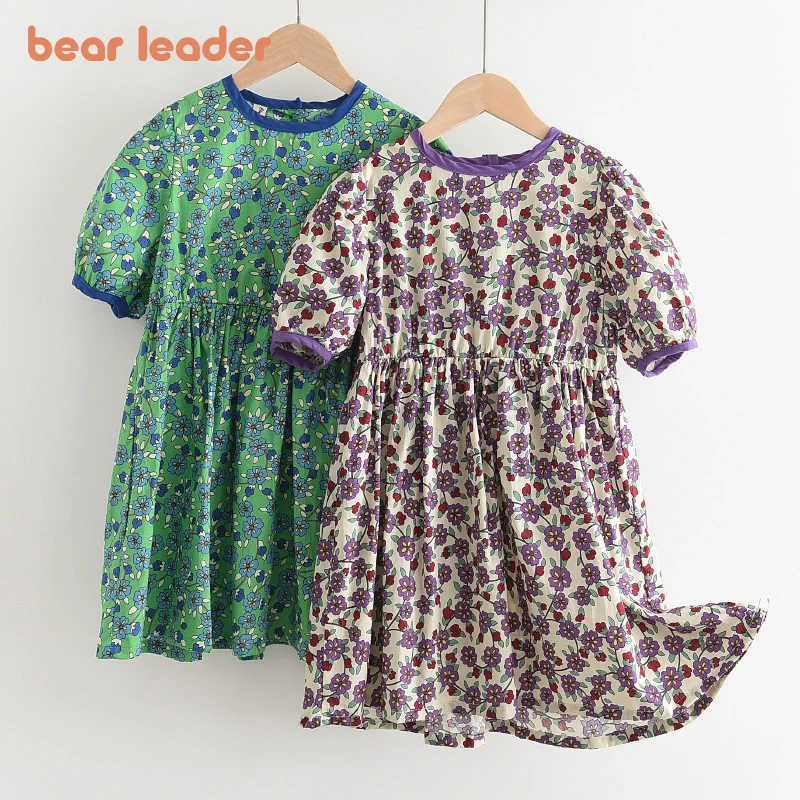 

Bear Leader Girls Summer Casual Costumes 2021 New Fashion Korean Baby Girl Flowers Dresses Kids Princess Party Vestidos For 2-6Y