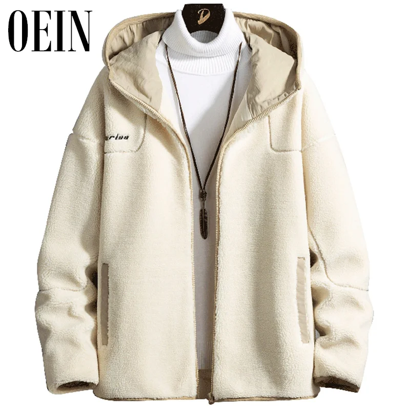 

OEIN Winter Men's Wool Jacket2021New fashion alphabet embroidery Hooded trench coat Oversized coat Men's Thickened warm jacket