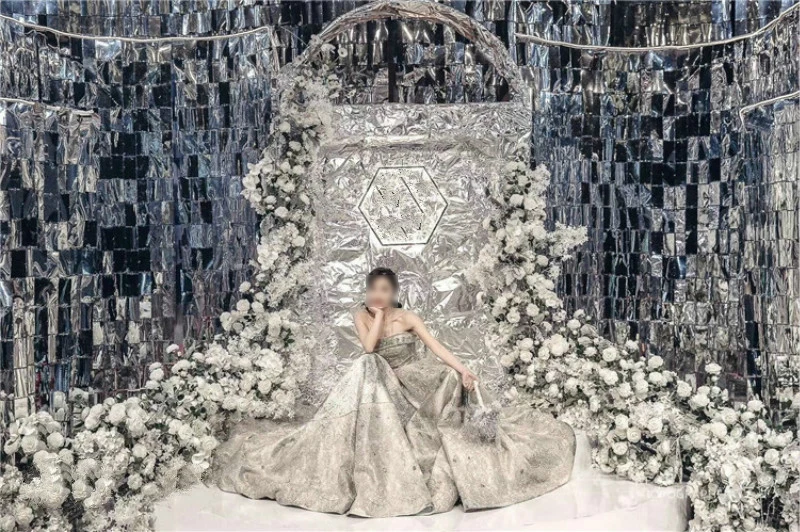 

Блестящий Свадебный фон с блестками Красивая свадебная занавеска