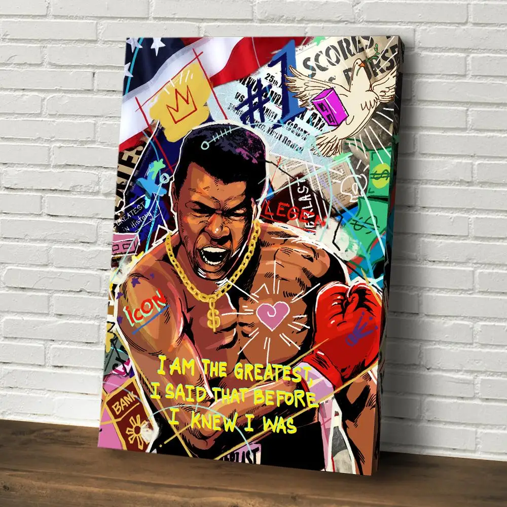 

Graffiti Pop Art The Greatest Boxer Poster Print On Canvas Painting Abstract Wall Art Picture For Living Room Home Decoration