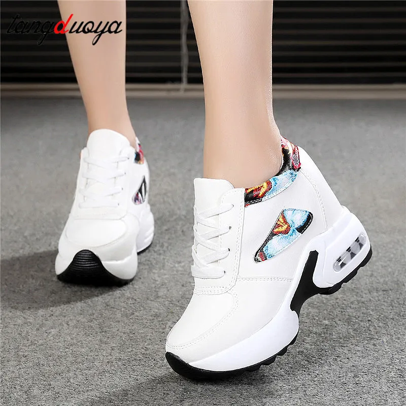 Повседневная обувь на высокой платформе женская дышащая увеличивающая рост