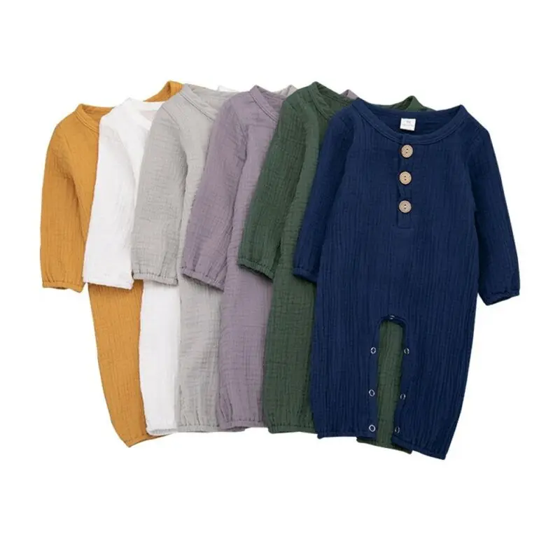 Милый боди для новорожденных однотонный костюм с длинным рукавом осени и