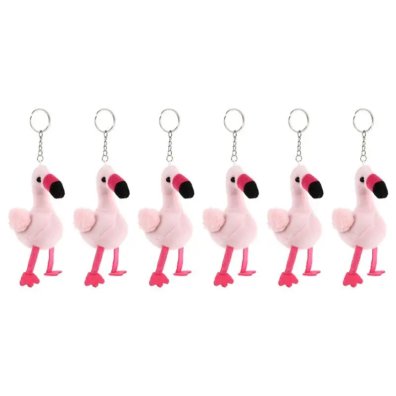 

6Pcs Flamingo Key Ring Pendant Key Chain Hanging Ornament Adorable Bag Pendant
