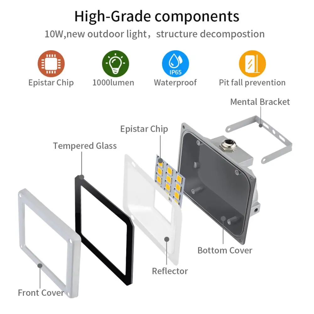 Уличный светодиодный прожектор 10 Вт IP65 2 шт. водонепроницаемые прожекторы 220 В