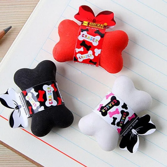 4pcs/lot Kawaii Bone Design Eraser Creative Funny Students' Gift Kids's Puzzle Toy Office School Stationery Supplies