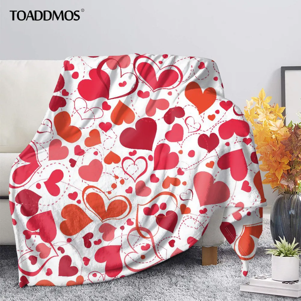 

TOADDMOS Happy Valentine's Day Love Gift Soft Thin Fleece Blanket Sofa Knee Blankets Home Bedding Comfort Bed Sheet Manta