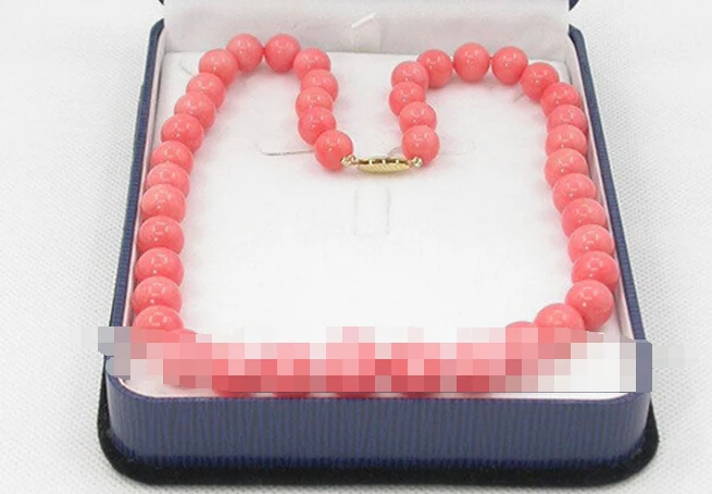 + 906 100% натуральный 12 мм розовый коралл ожерелье 14 к золотая застежка | Украшения и