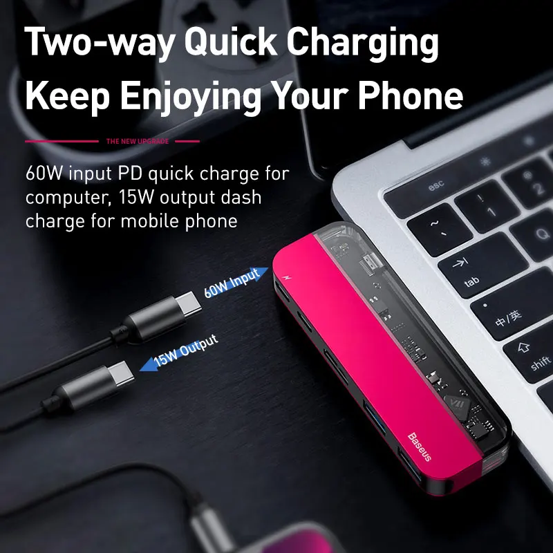 Baseus USB C концентратор для мульти HDMI USB 3,0 usb-хаб для MacBook адаптер Аксессуары Pro Thunderbolt 3 SD кард-ридер type-C usb-хаб