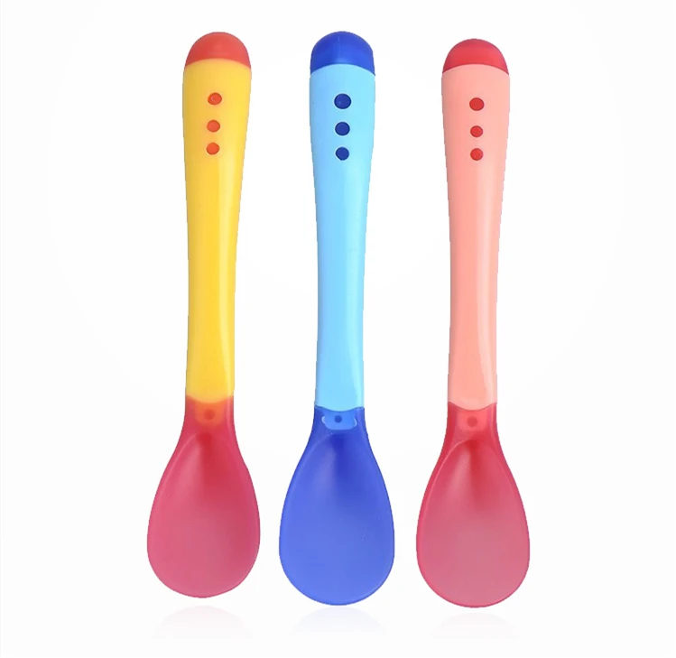 Ложка для кормления детей чувствительная к температурам цветная новорожденных
