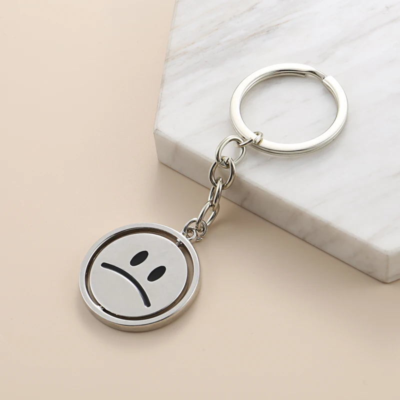 Новый дизайн брелок двусторонний для ключей цепочка с улыбкой и грустным лицом