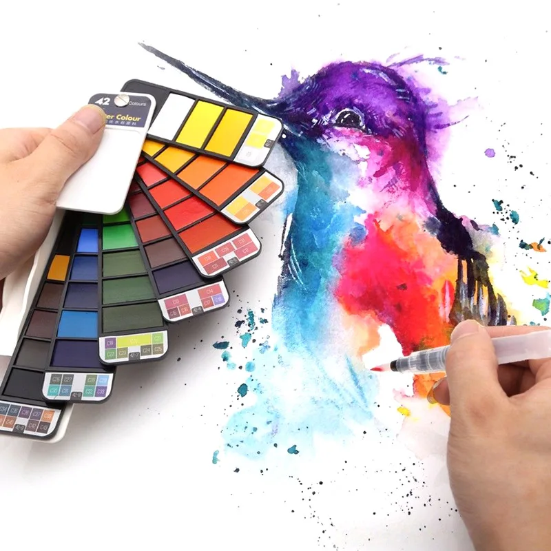 

Color Paint Set with Water Brush Pen Watercolor Pigment for Drawing Art Supplies Gouache Paints Office & School Supplies FC