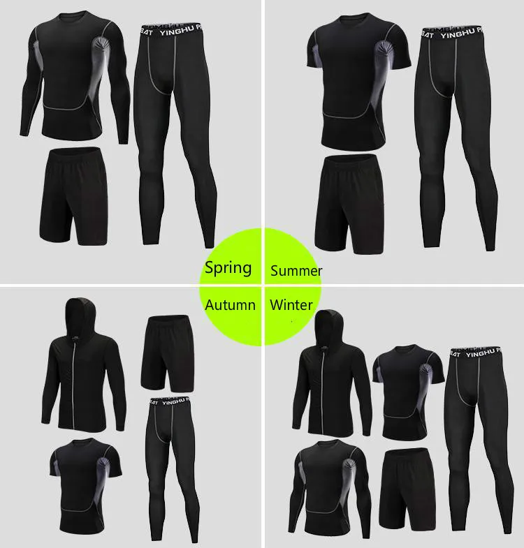 

Men's Compression Sportswear Suits Gym Tights Training Clothes Workout Jogging Sports Set Running Tracksuit Quick Dry Plus Size