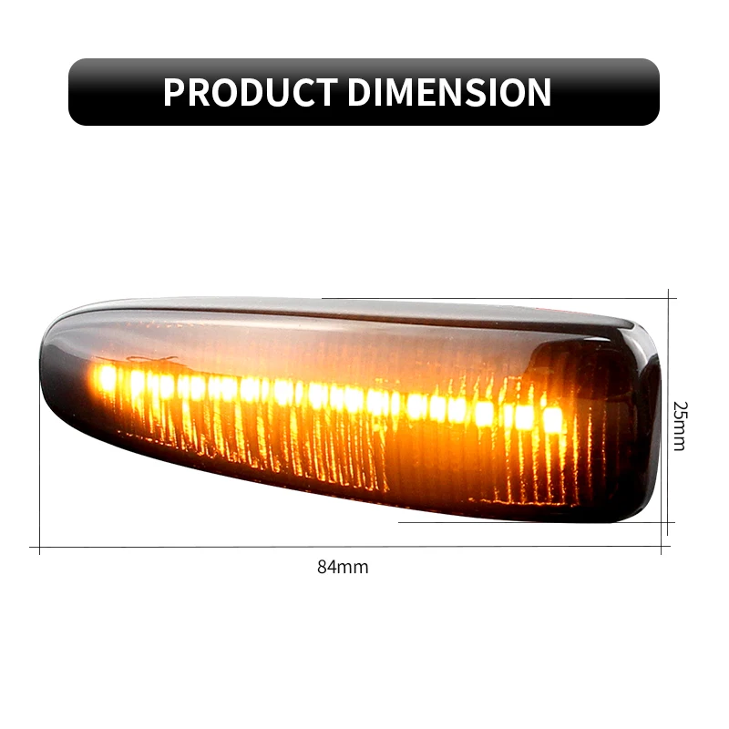 2 шт. струящиеся динамические светодиодные боковые габаритные фонари указателя