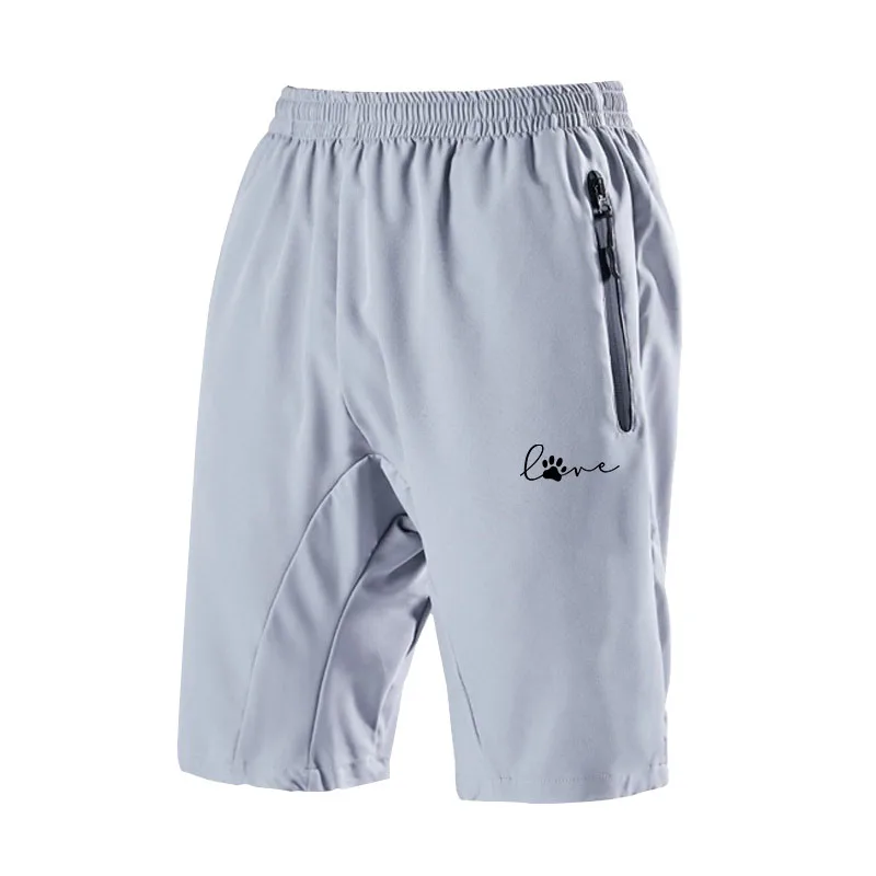 Summer Men's Sport Shorts Letter Printing Quick-drying Zipper Pocket Fitness Casual Elasticat Male Knee Length Sweatpants S-3XL