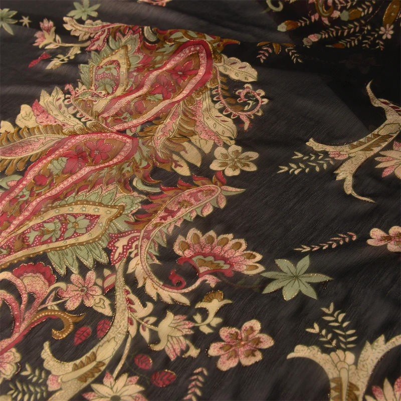 Шифоновый топ с тонкой текстурой в богемном стиле черная бронзовая одежда узором