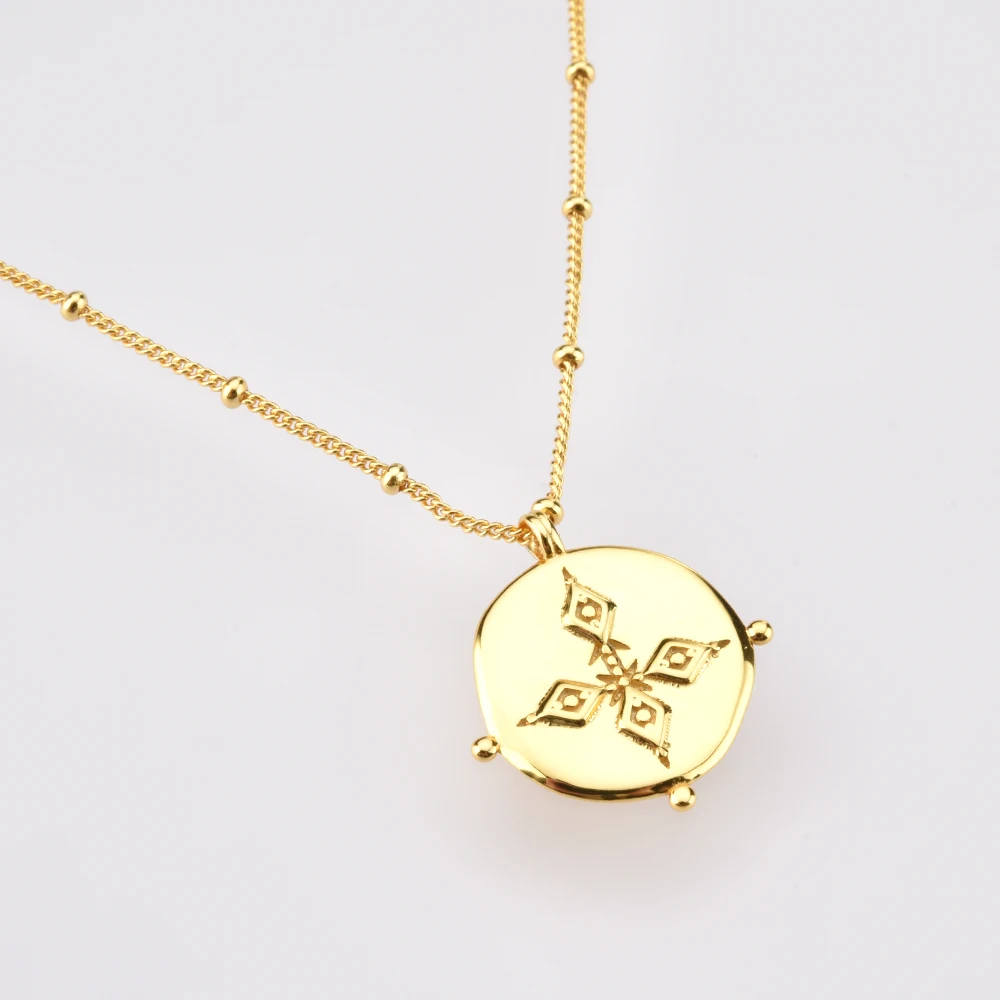 Андивен 925 Стерлинговое серебро с покрытием золотом ожерелье с медалью Гранатовый подвесной кулон Синий цирконий CZ Шарм Длинное ожерелье с подвеской.