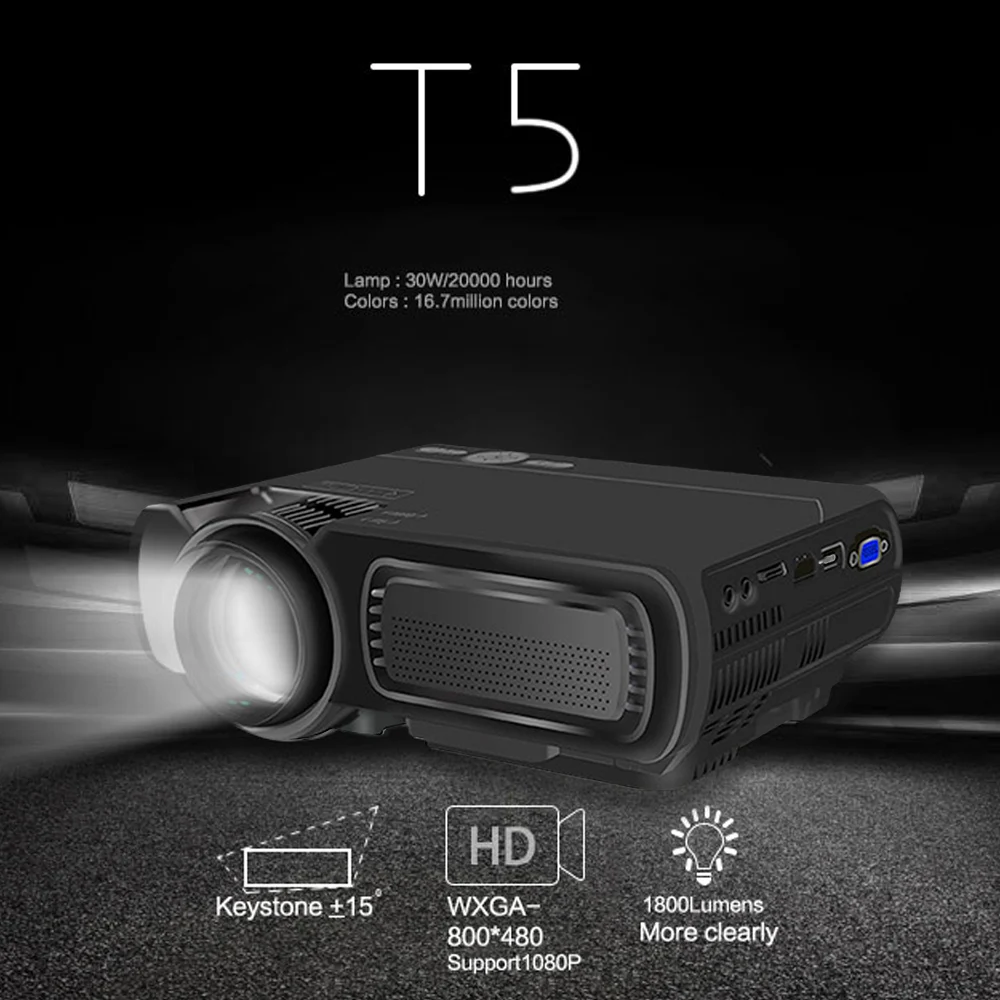 UNIC T5 светодиодный 1080P 800X480 пикселей 3D проектор wifi Bluetooth HDMI USB ЖК домашний кинотеатр медиаплеер Android, мультимедийный проектор синхронизация экрана