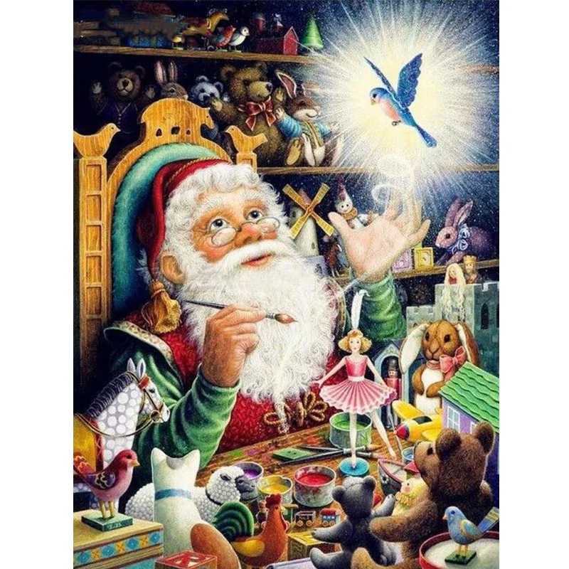 Алмазная 5D картина сделай сам с Санта-Клаусом полноразмерная и круглая вышивка