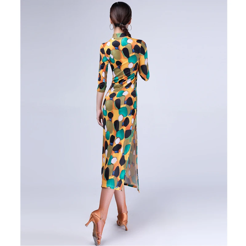 Платье-Ципао женское в восточном стиле с высоким разрезом и цветочным принтом |