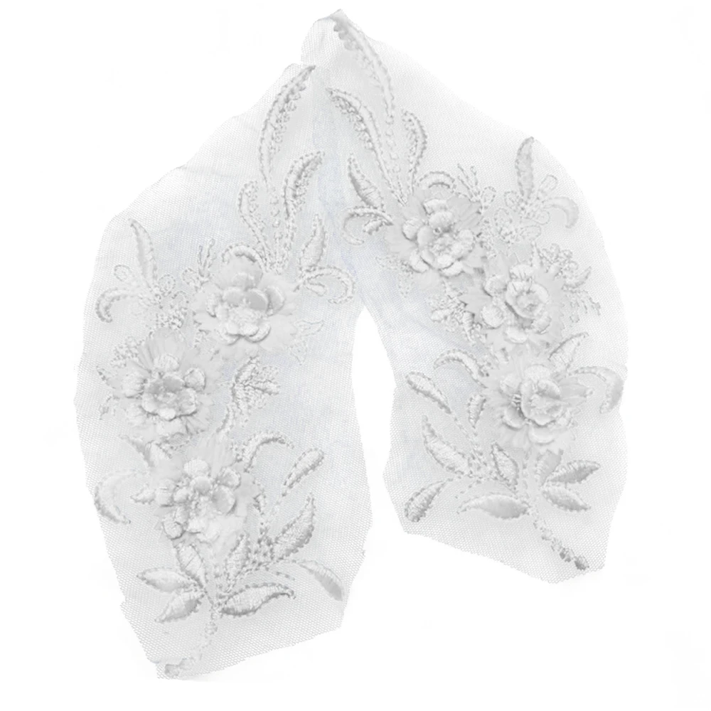 2 шт цветок кружева свадебная аппликация 3D вышивка жемчугом бисером свадебное