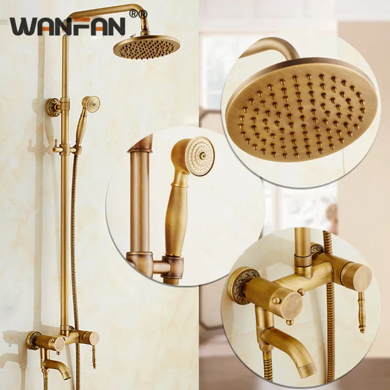 Смесители для душа Душевая система античная Роскошная латунная дождевая насадка