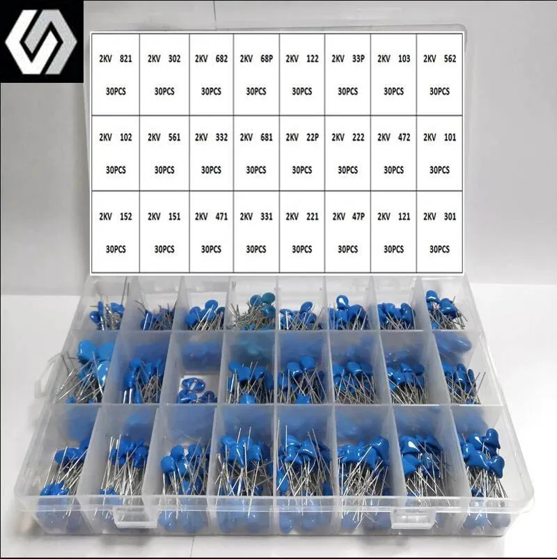

720PCS/Lot 2KV 2000V 22PF-821PF 24Values Assorted Kit High-Voltage Ceramic Capacitors Package
