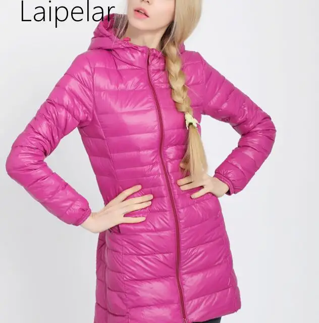 

Laipelar Winter Jacket Women Ultra Light Jacket Women Hooded Coat 90% Duck Down Jacket Packable Thin Feather Long Parka Plus Siz