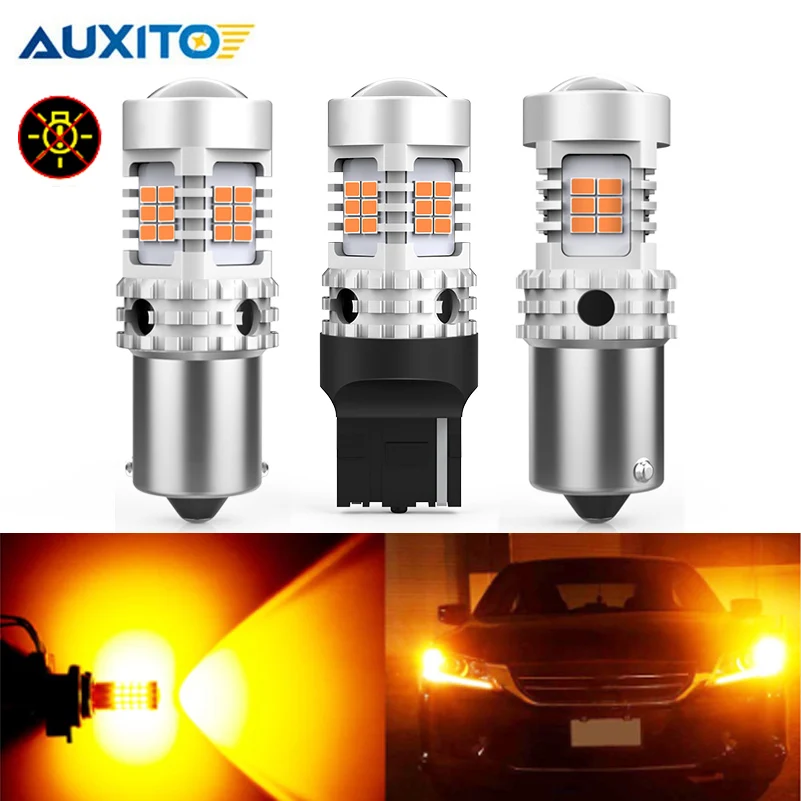 

AUXITO Car 7440 LED No Hyper Flash Amber Yellow 3020SMD LED T20 W21W 1156 7507 BAU15S LED Bulbs Error Free Turn Signal Lights