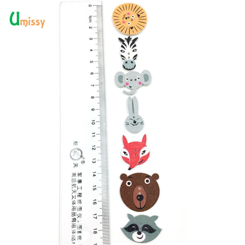 50 штук случайный смешанный 2 отверстия узор мультфильмы кошка Животные дерева