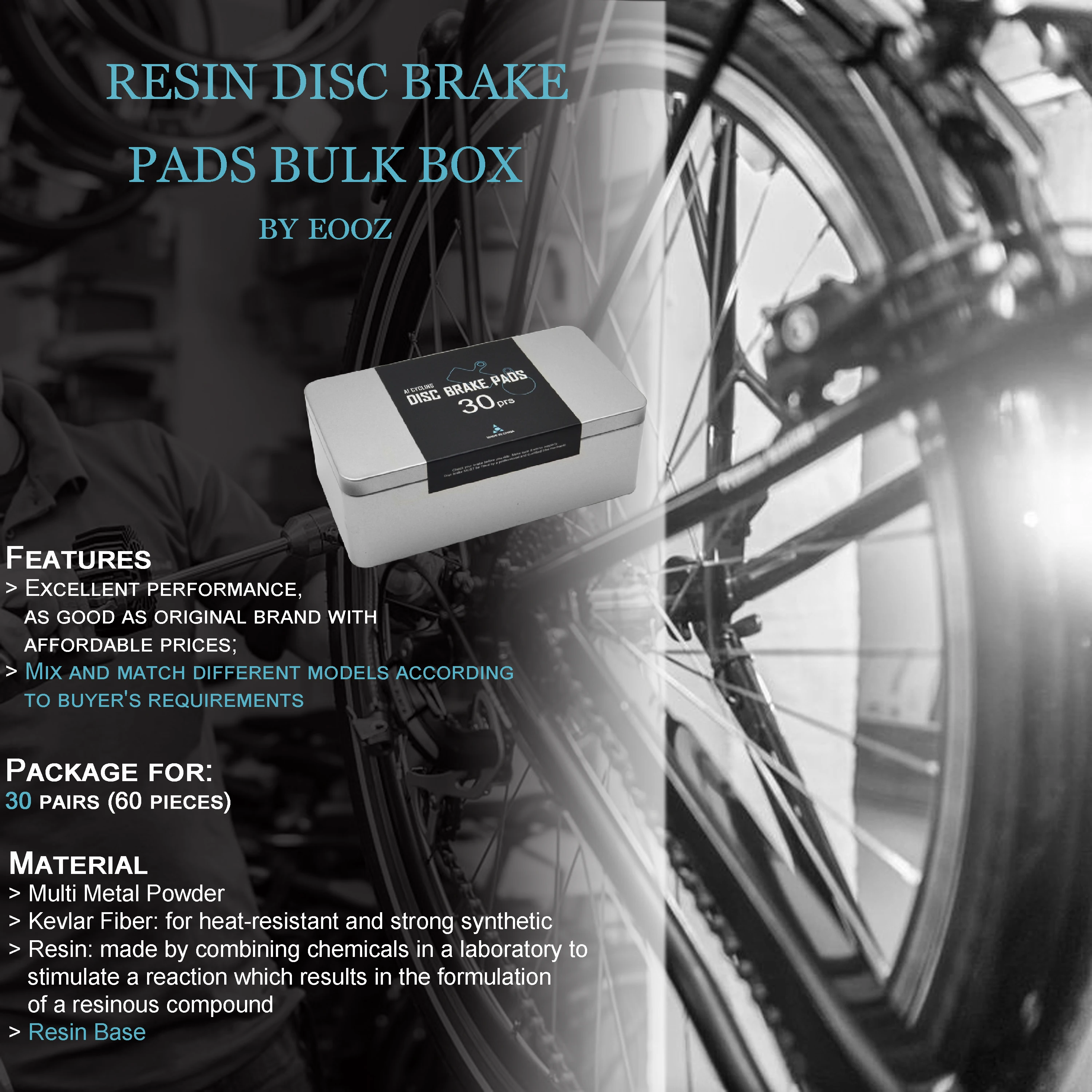 

30PRS MTB Bike Hydraulic Brake Pad for Shimano Sram Avid Magura Formula Hayes Zoom. Tailored for Cycling Enthusiasts EOOZ